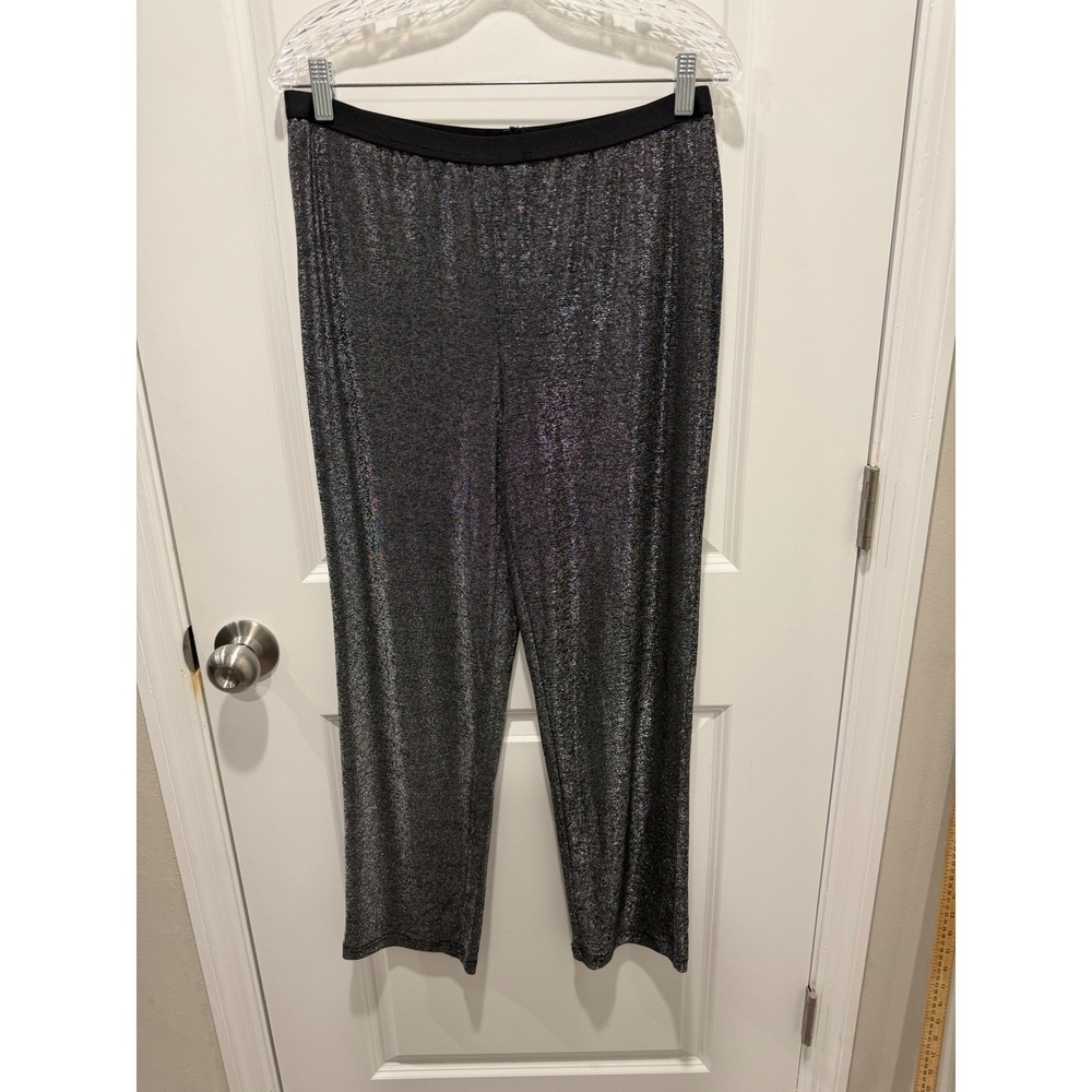 BCBGMAXAZRIA Womens Pants Metallic Shimmer Silver M